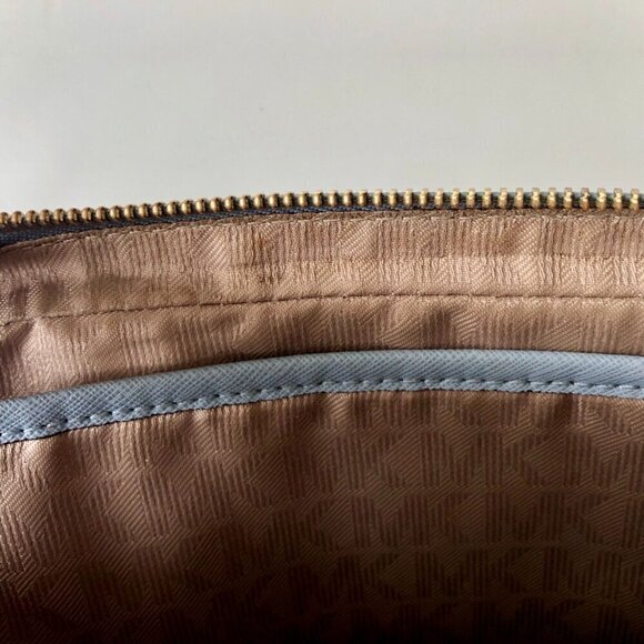 MICHAEL KORS JET SET SAFFIANO LEATHER CROSSBODY POWDER PALE BLUE Gold Hardware - Picture 14 of 16